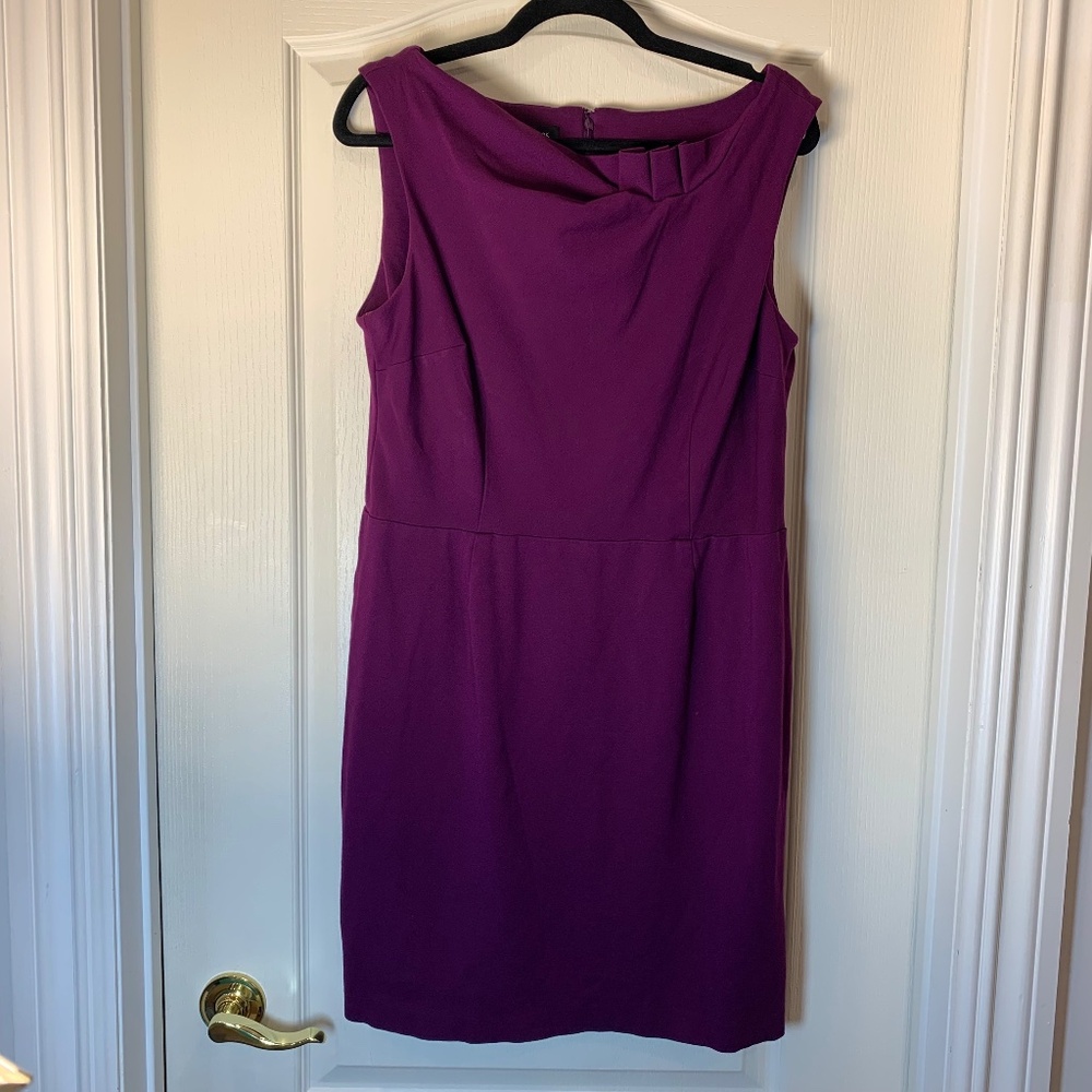 Jones New York Dress Elegant Sleeveless Plum Sheath Dress Size 16 Wedding Guest